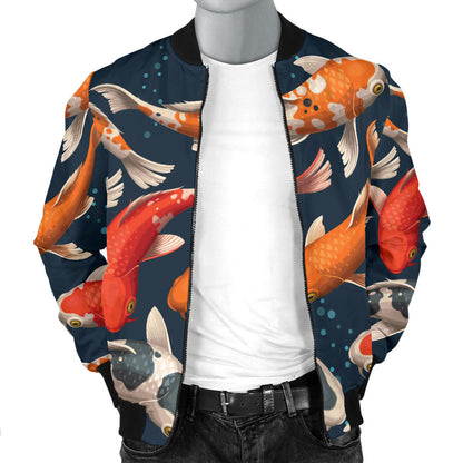 Koi Carp Cute Design Themed Print Men Bomber Jacket
