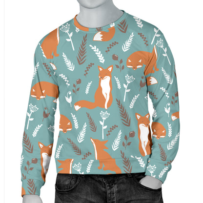 Fox Forest Print Pattern Men Long Sleeve Sweatshirt
