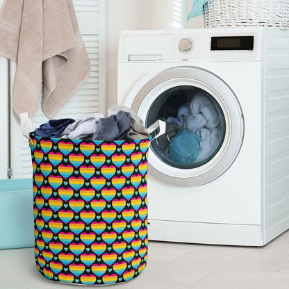 Rainbow Heart Print Pattern Laundry Basket