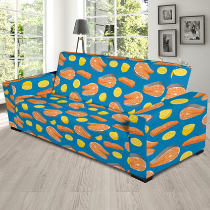 Salmon Steak With Lemon Print Design LKS308 Sofa Slipcover