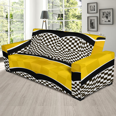 Checkered Pattern Print Design 02 Sofa Slipcover