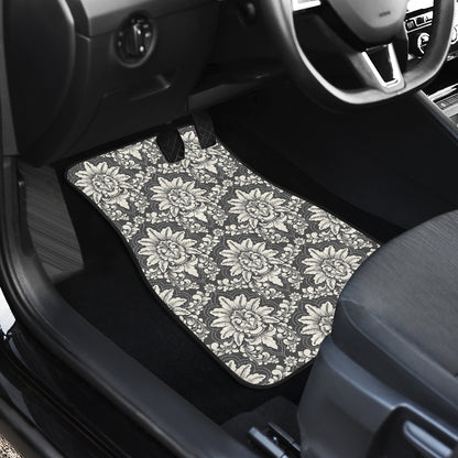 Damask Elegant Print Pattern Car Floor Mats Front Back