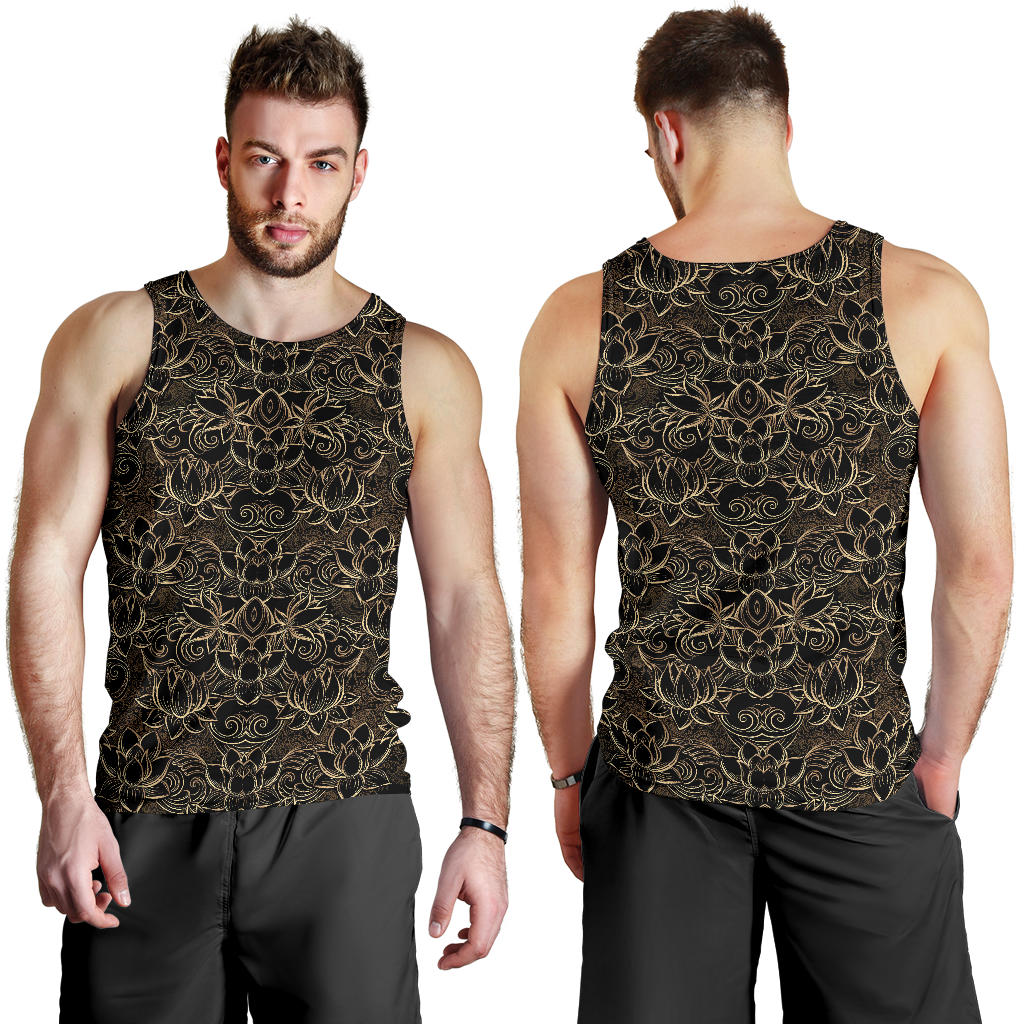 Lotus Gold Mandala Design Themed Men Tank Top