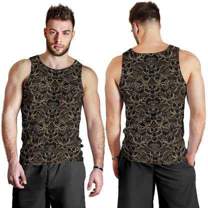Lotus Gold Mandala Design Themed Men Tank Top