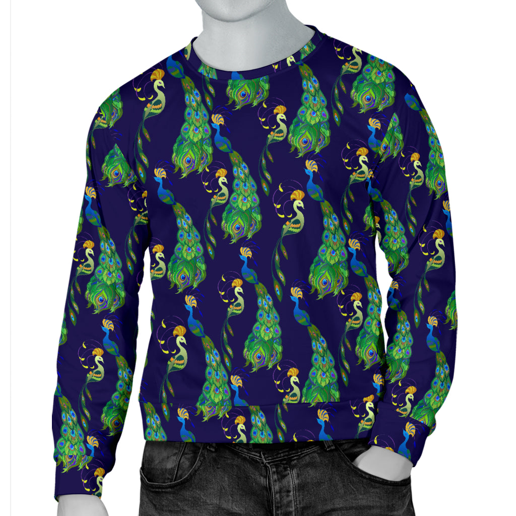 Peacock Art Design Print Men Long Sleeve Sweatshirt