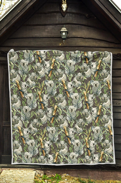 Koala Pattern Design Print Quilt Bedspread
