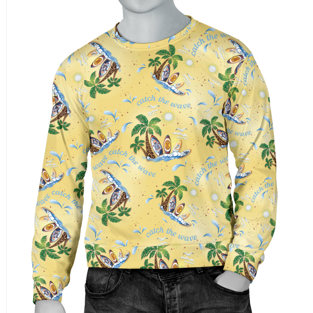 Surf Catch the Wave Design Men Long Sleeve Sweatshirt