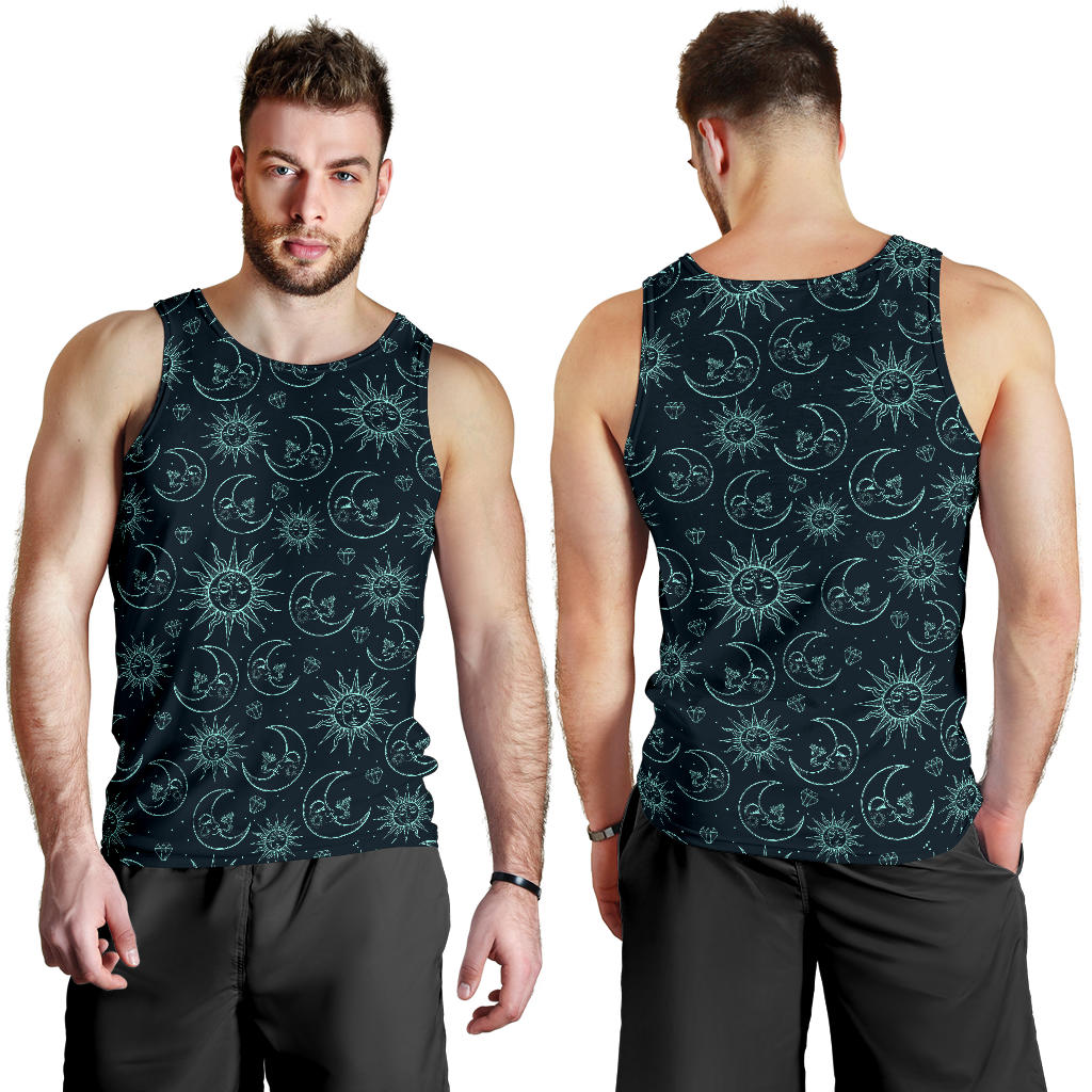 Sun Moon Magic Design Themed Print Men Tank Top