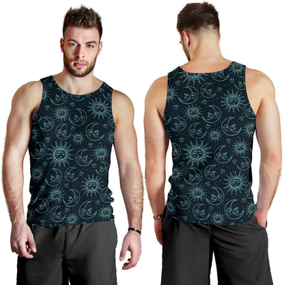 Sun Moon Magic Design Themed Print Men Tank Top