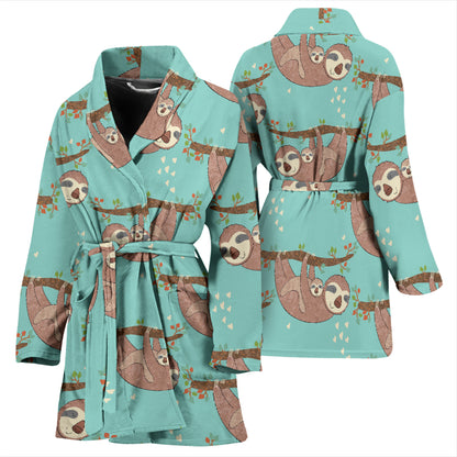 Sloth Print Design LKS302 Women Bathrobe