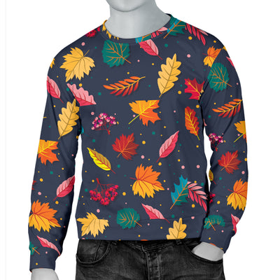 Elm Leave Colorful Print Pattern Men Long Sleeve Sweatshirt