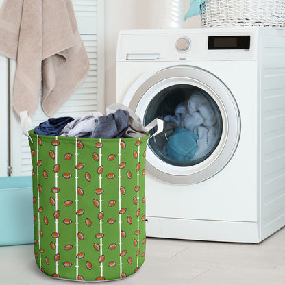 American Football on Field Themed Print Laundry Basket