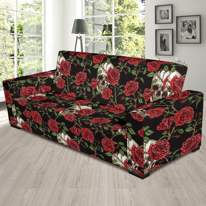 Skull And Roses Print Design LKS303 Sofa Slipcover