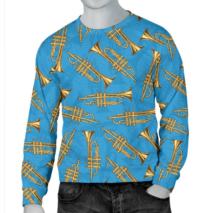 Trumpet Golden Pattern Themed Print Men Long Sleeve Sweatshirt