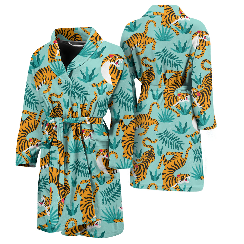 Tiger Print Design LKS304 Men Bathrobe
