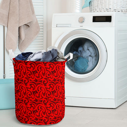 Maori Red Themed Design Print Laundry Basket