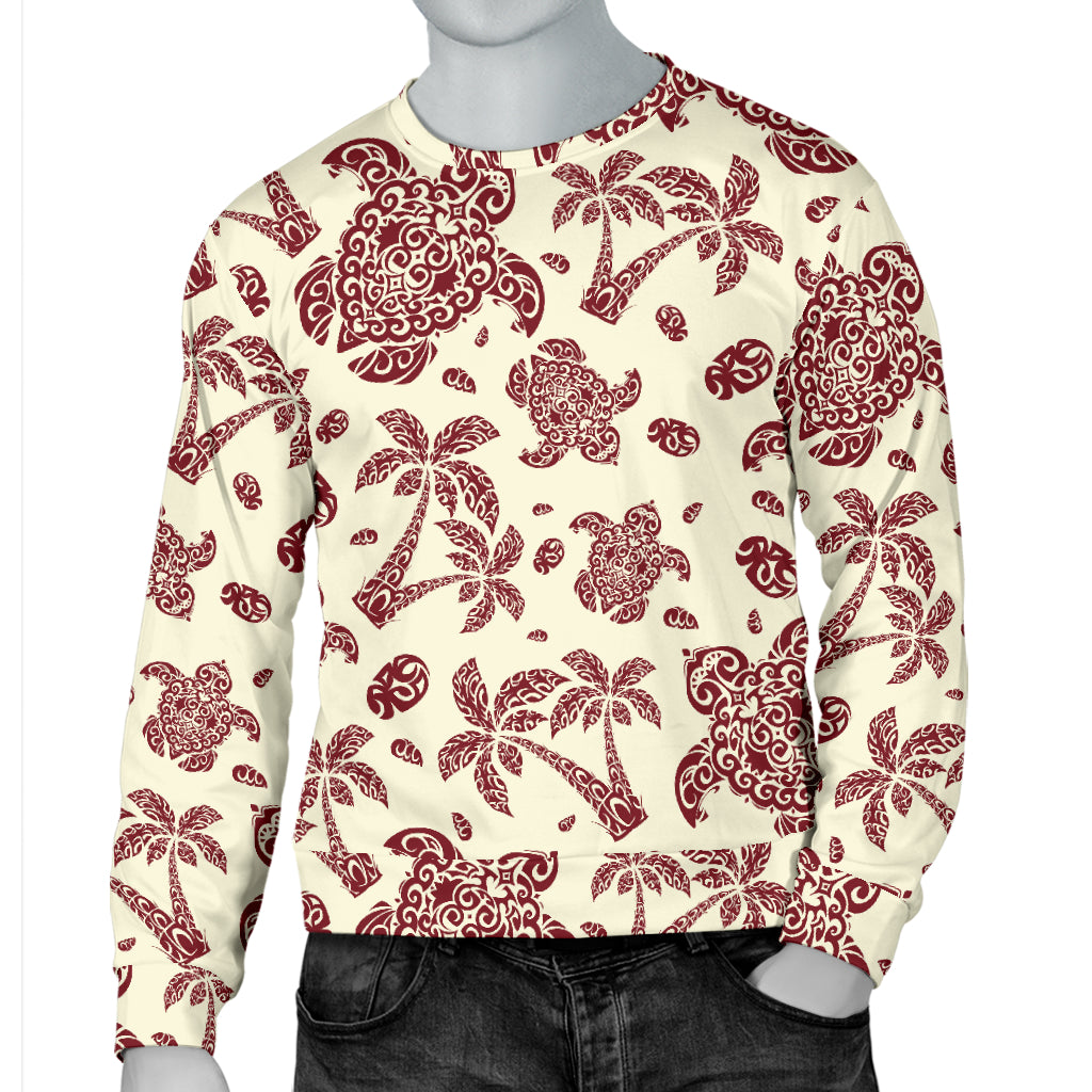 Polynesian Tattoo Turtle Themed Men Long Sleeve Sweatshirt