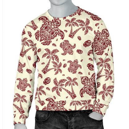 Polynesian Tattoo Turtle Themed Men Long Sleeve Sweatshirt