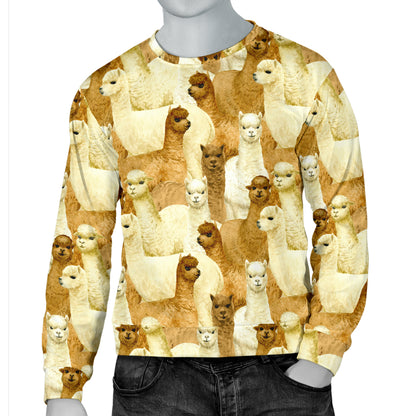 Alpaca Watercolor Design Themed Print Men Long Sleeve Sweatshirt