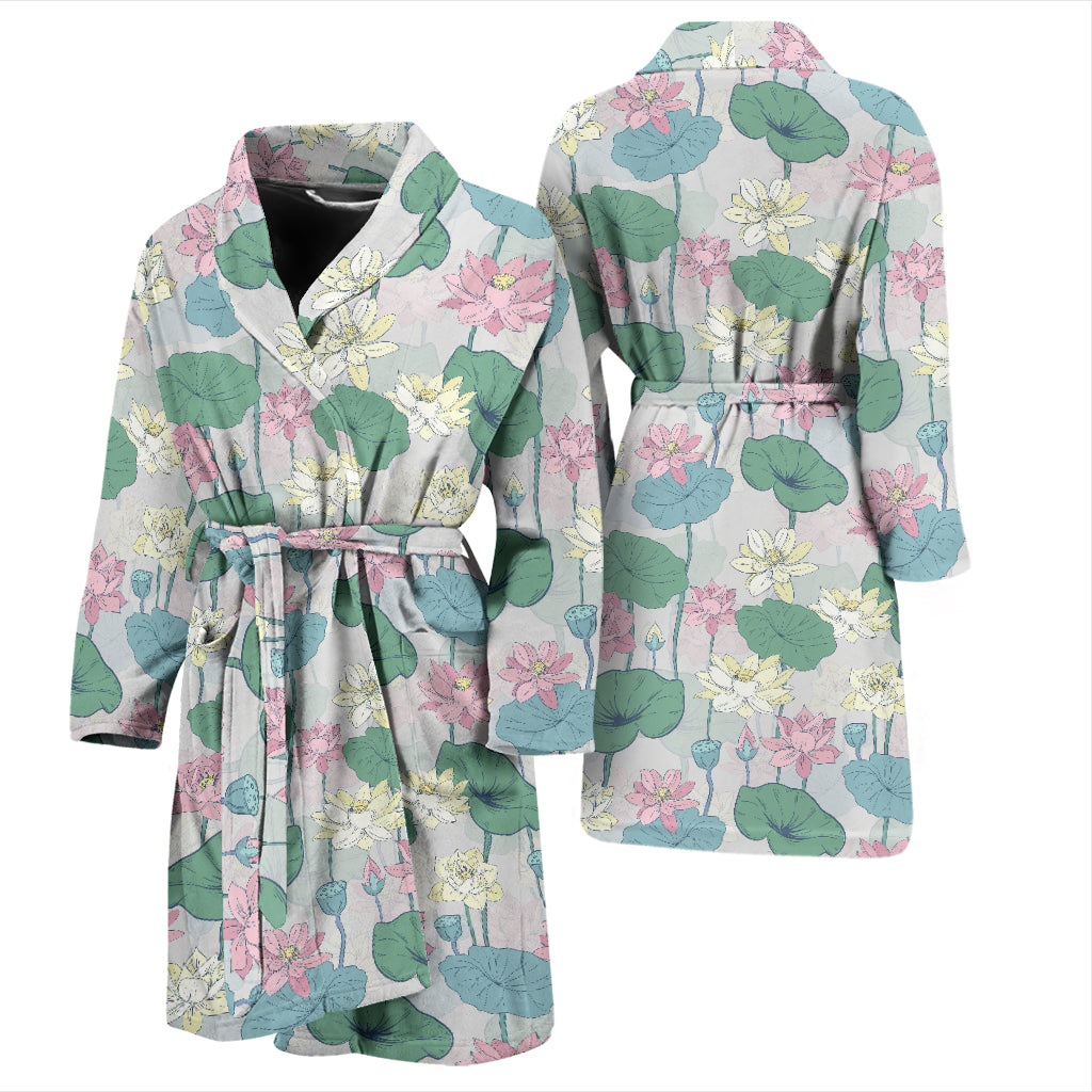 Water Lily Print Design LKS305 Men Bathrobe