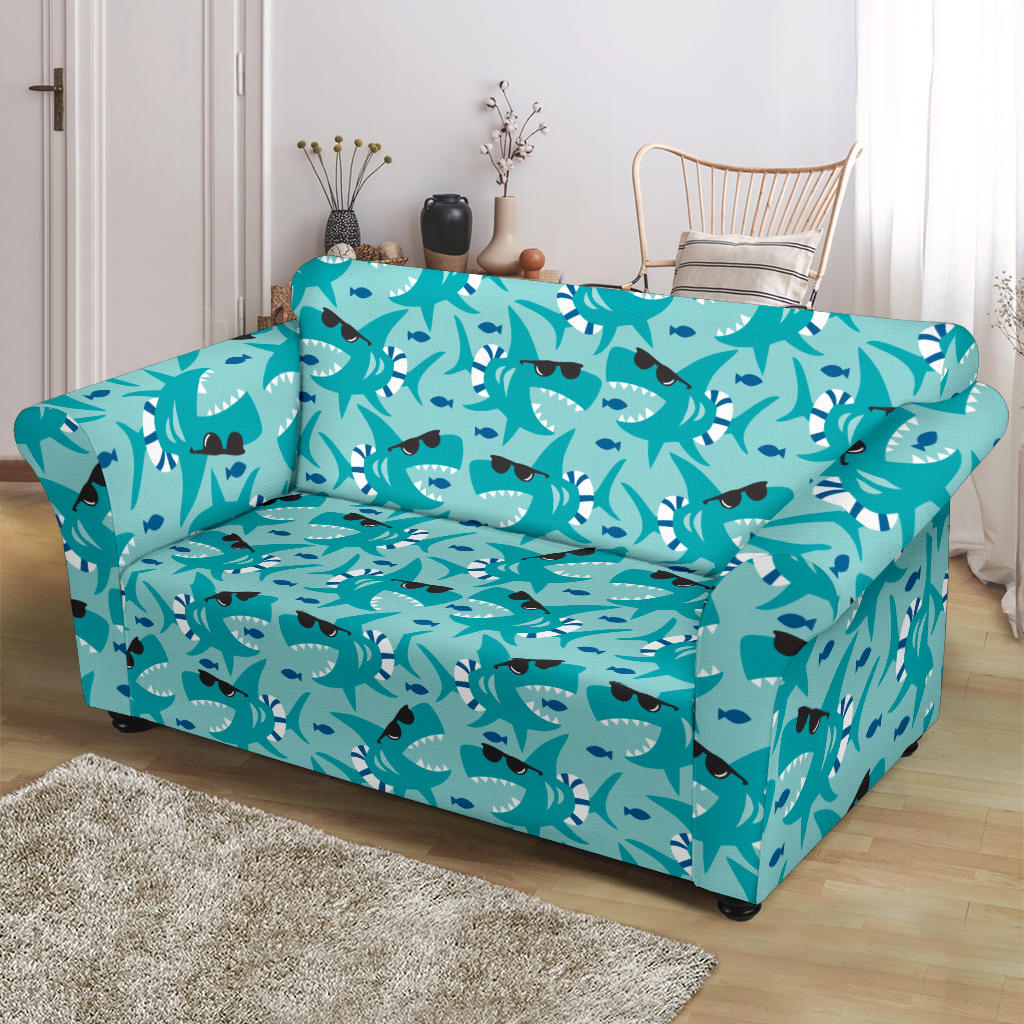 Shark Cute Print Design LKS302 Loveseat Couch Slipcover
