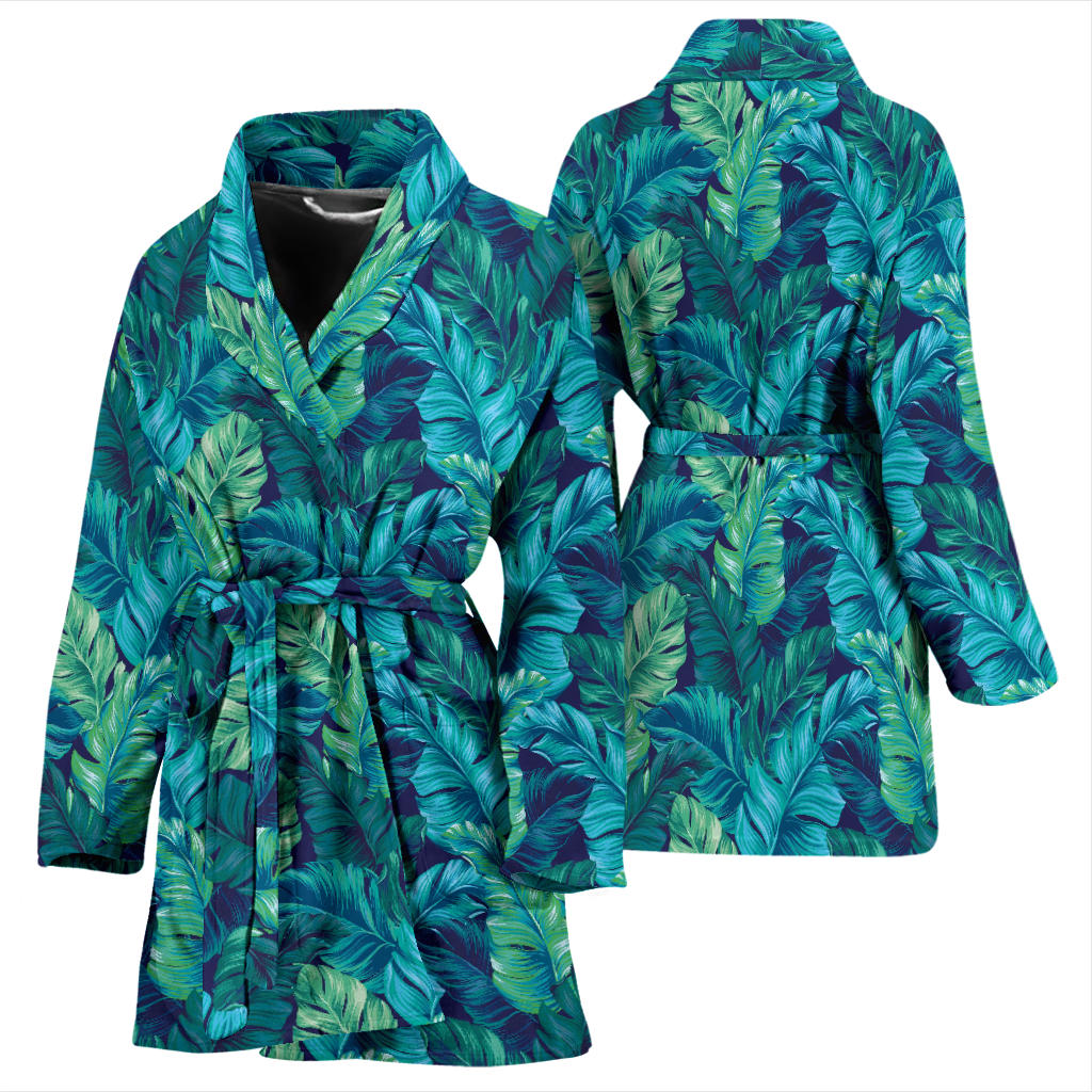 Banana Leaf Pattern Print Design 06 Women Bathrobe