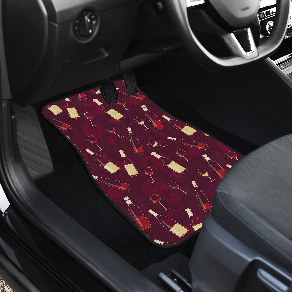 Wine Themed Pattern Print Car Floor Mats Front Back