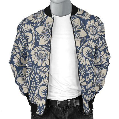 Elegant Floral Print Pattern Men Bomber Jacket