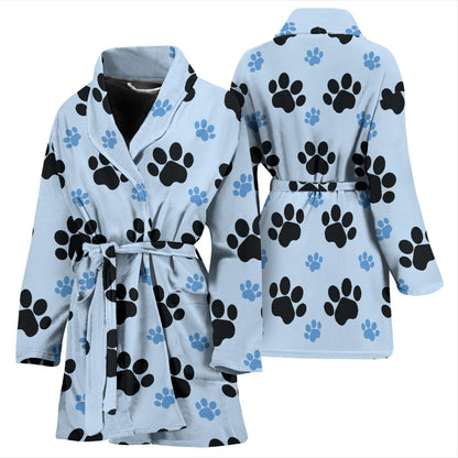 Paw Pattern Print Design A04 Women Bathrobe