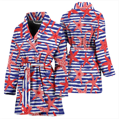 Starfish Print Design LKS401 Women Bathrobe