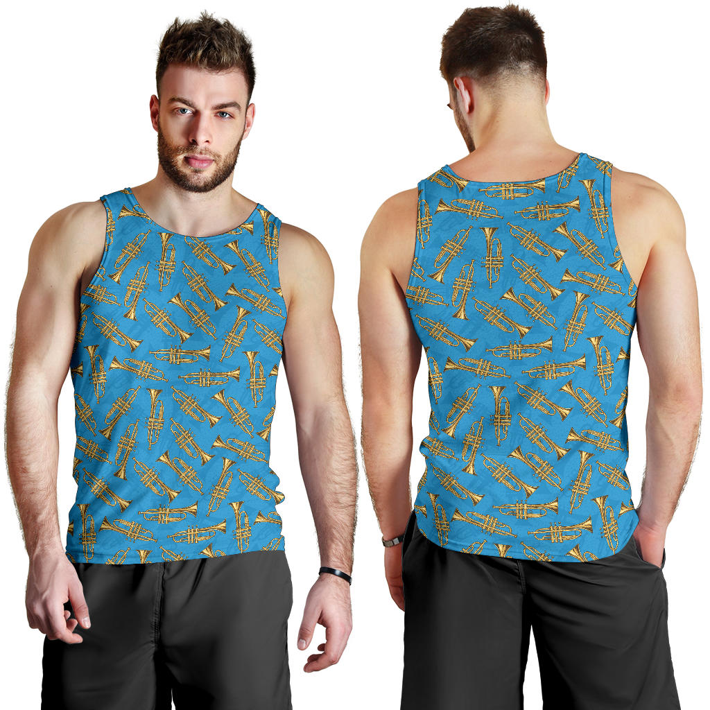 Trumpet Golden Pattern Themed Print Men Tank Top