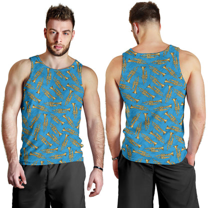Trumpet Golden Pattern Themed Print Men Tank Top