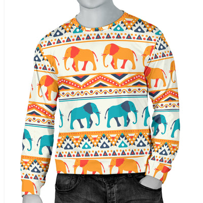 Elephant Aztec Ethnic Print Pattern Men Long Sleeve Sweatshirt