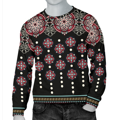 Ethnic Dot Style Print Pattern Men Long Sleeve Sweatshirt