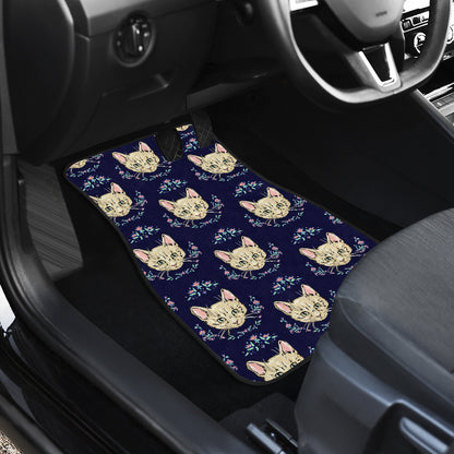 Cat Head with flower Print Pattern Car Floor Mats Front Back