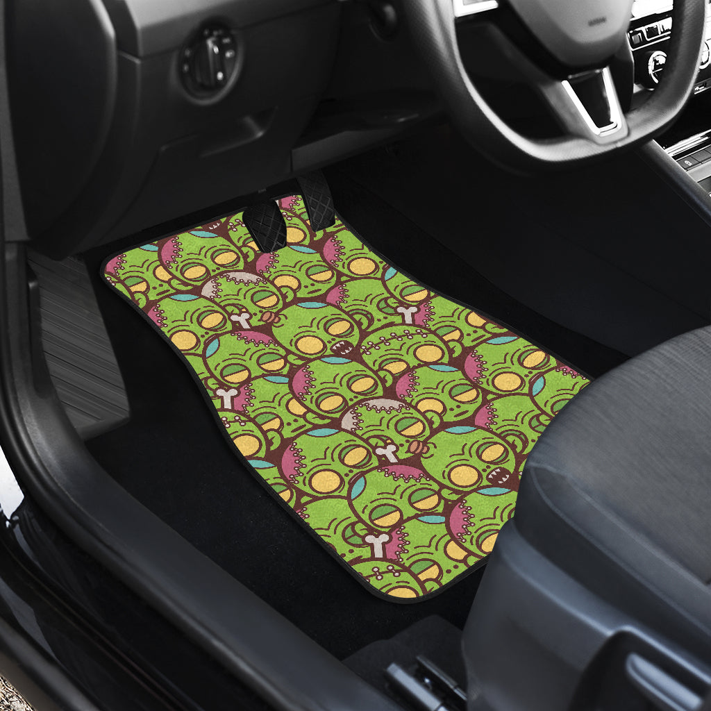 Zombie Head Design Pattern Print Car Floor Mats Front Back