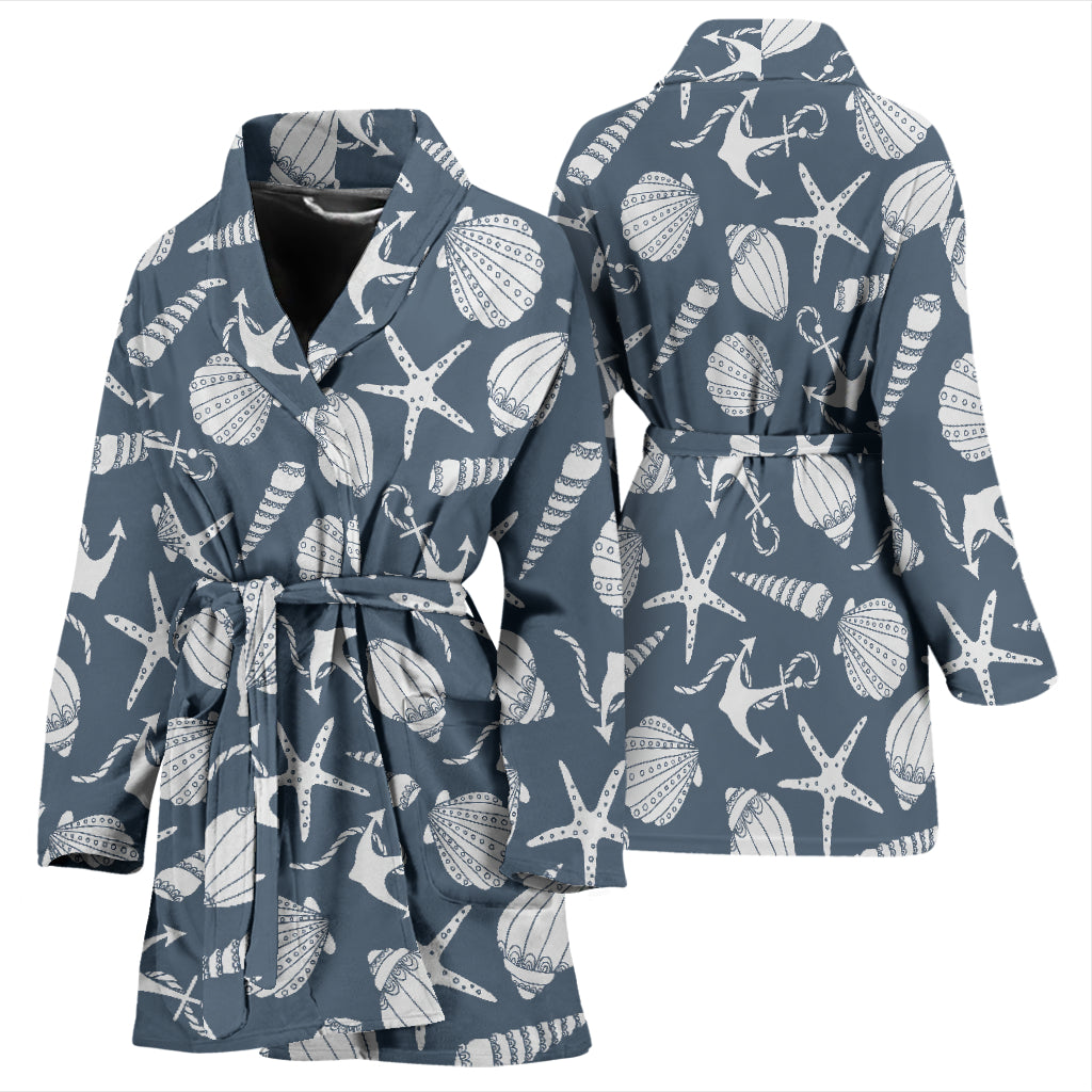 Seashell Print Design LKS306 Women Bathrobe