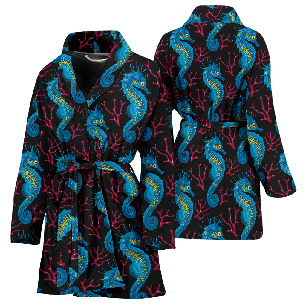 SeaHorse Print Design LKS401 Women Bathrobe
