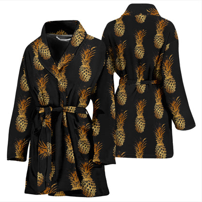 Pineapple Pattern Print Design A02 Women Bathrobe