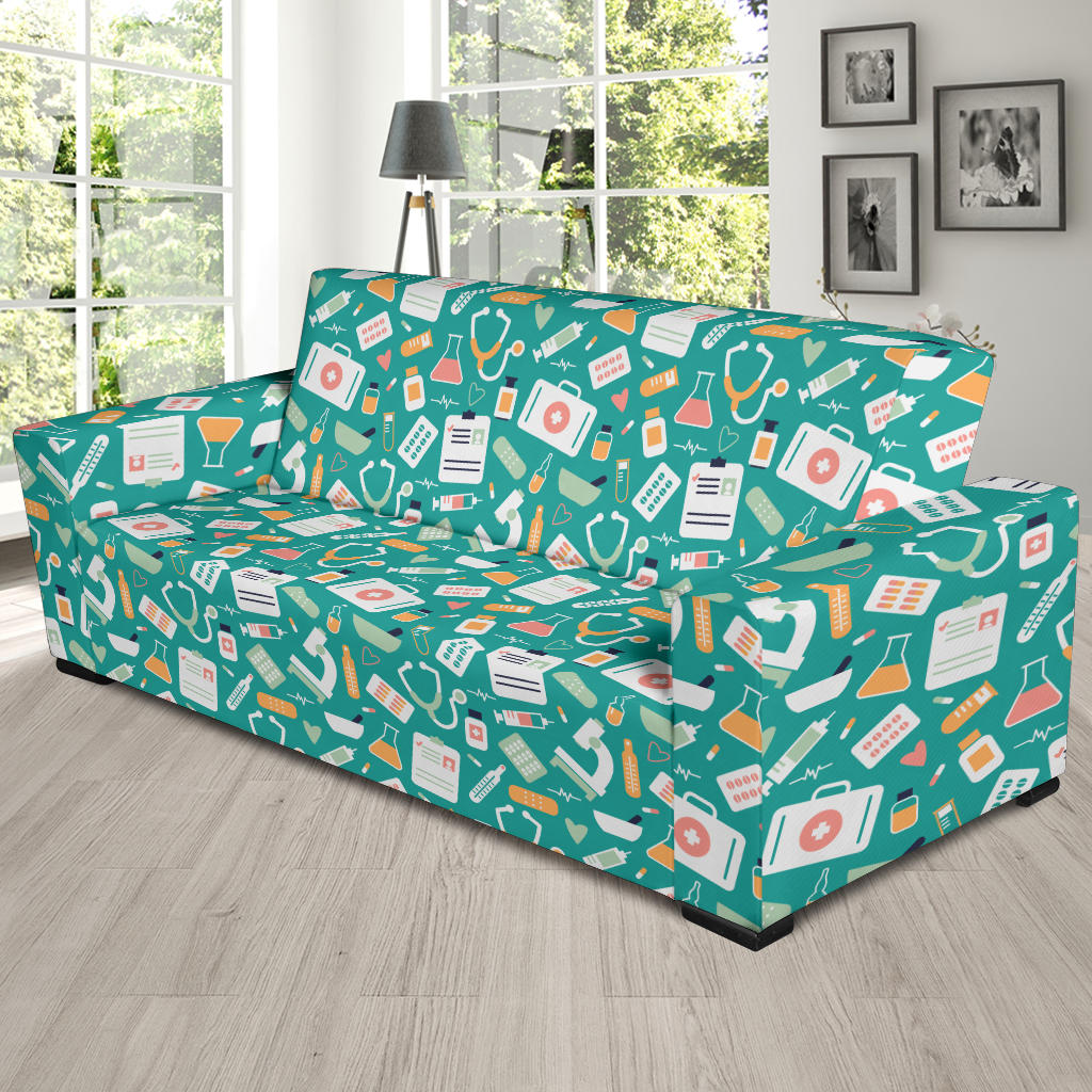 Medical Pattern Print Design 03 Sofa Slipcover