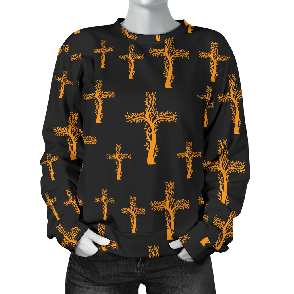 Christian Tree of Life Cross Design Women Long Sleeve Sweatshirt