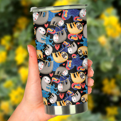 Sloth Cartoon Design Themed Print Tumbler