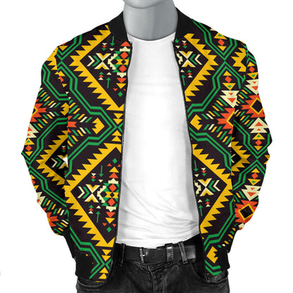 Kente Green Design African Print Men Bomber Jacket