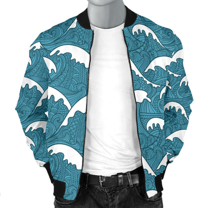Surf Wave Tribal Design Men Bomber Jacket