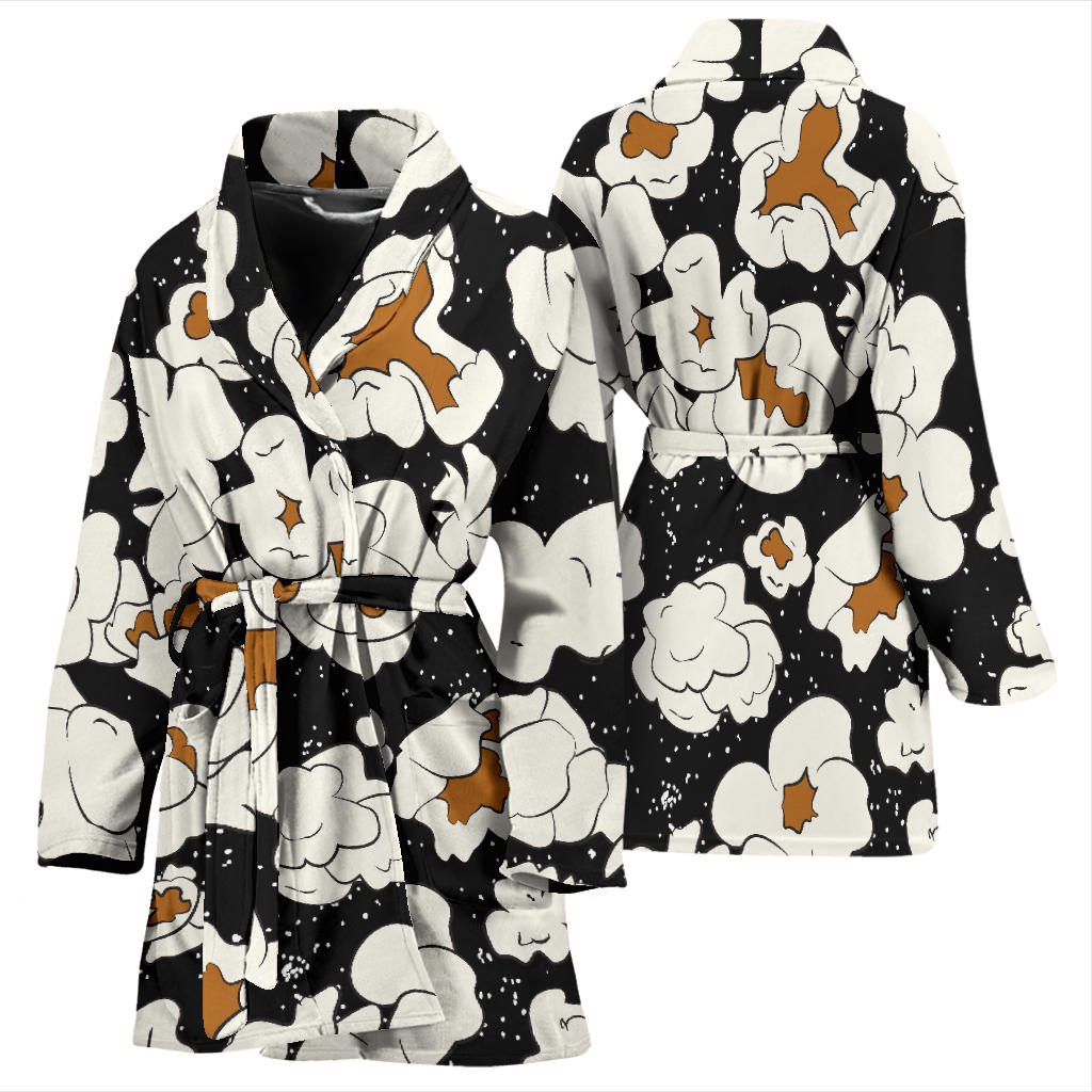 Popcorn Pattern Print Design A02 Women Bathrobe
