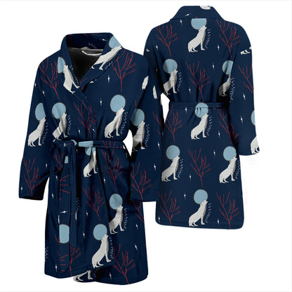 Wolf Moon Print Design LKS304 Men Bathrobe