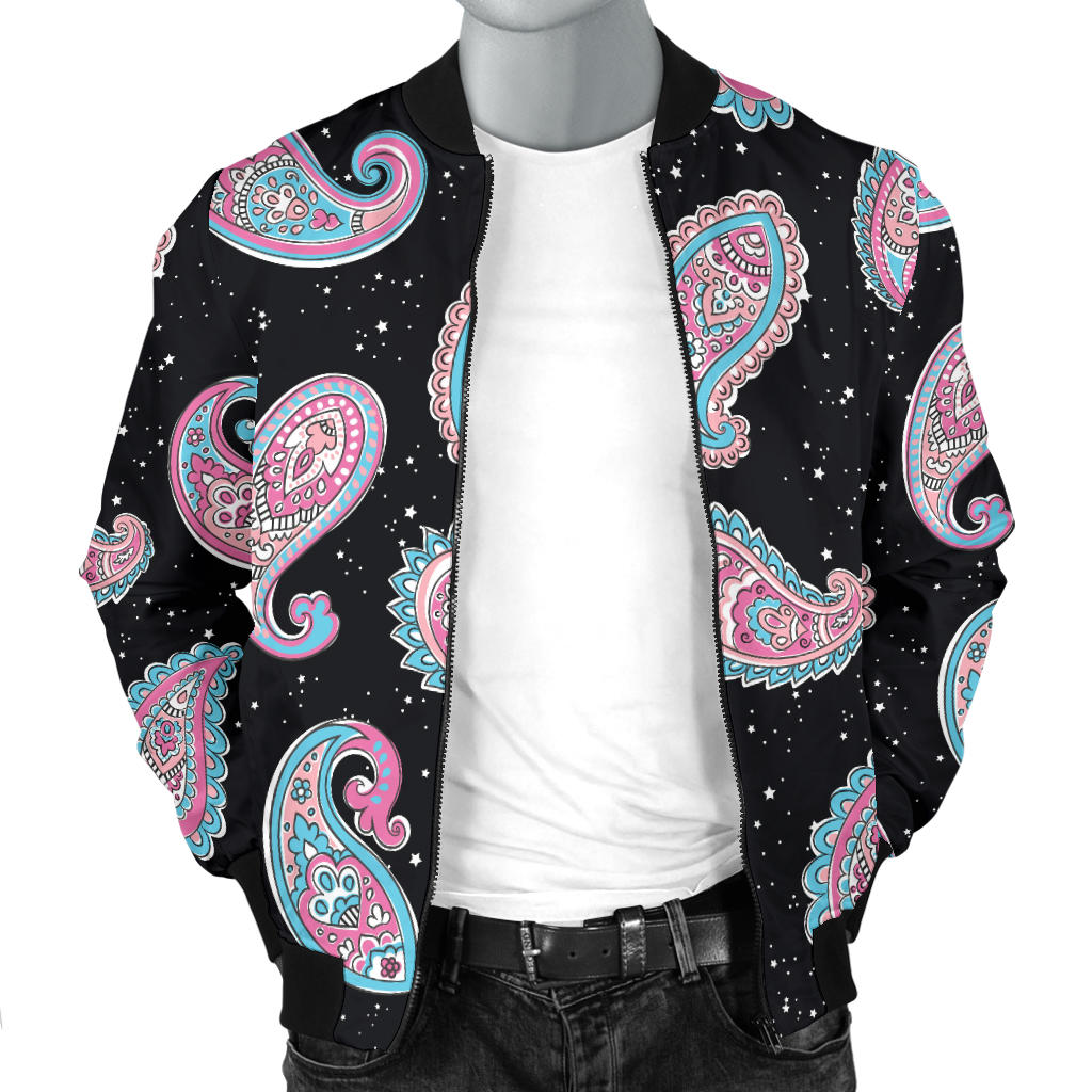 Paisley Pink Design Mandala Print Men Bomber Jacket
