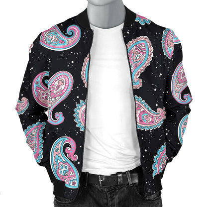Paisley Pink Design Mandala Print Men Bomber Jacket