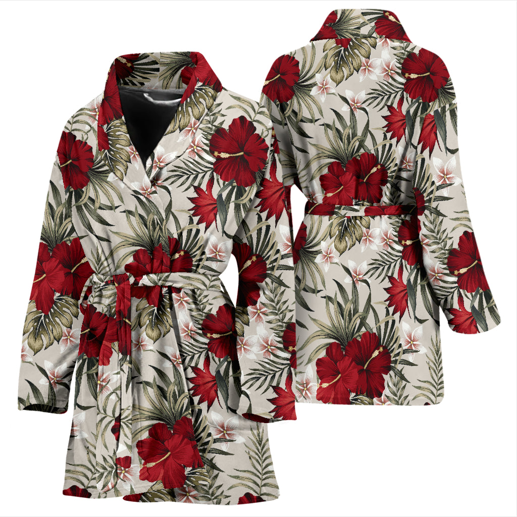 Hibiscus Print Design LKS3011 Women Bathrobe