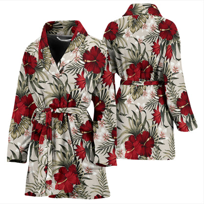 Hibiscus Print Design LKS3011 Women Bathrobe